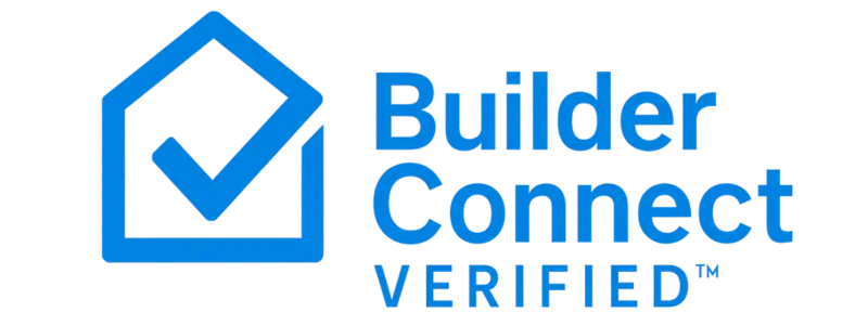 Builder Connect Verified logo featured on Cladding Auckland’s website, symbolizing certified and trusted exterior cladding professionals in Auckland.
