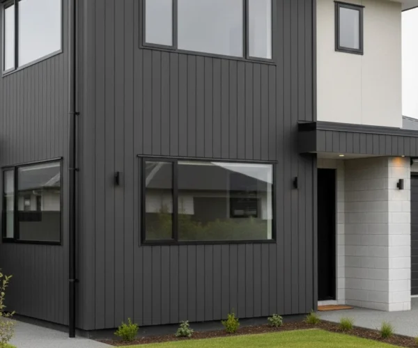 Close view of smooth plaster exterior wall completed through cladding Auckland expertise.